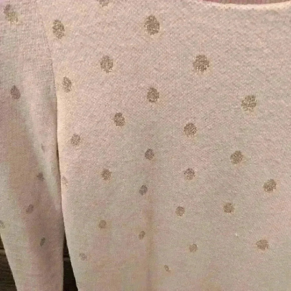 Loft Ann Taylor Pink Gold Polka Dot Pullover - XS like new - Picture 2 of 5